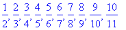 1/2, 2/3, 3/4, 4/5, 5/6, 6/7, 7/8, 8/9, 9/10, 10/11...