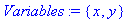 Variables := {x, y}