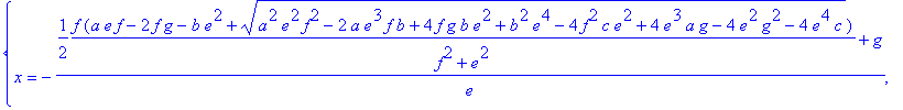 {x = -(1/2*f*(a*e*f-2*f*g-b*e^2+sqrt(a^2*e^2*f^2-2*...