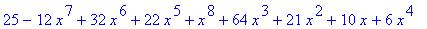 25-12*x^7+32*x^6+22*x^5+x^8+64*x^3+21*x^2+10*x+6*x^...