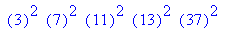 ``(3)^2*``(7)^2*``(11)^2*``(13)^2*``(37)^2