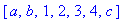 VECTOR([a, b, 1, 2, 3, 4, c])