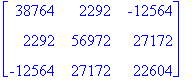 matrix([[38764, 2292, -12564], [2292, 56972, 27172]...