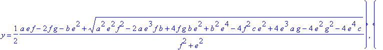 {x = -(1/2*f*(a*e*f-2*f*g-b*e^2+sqrt(a^2*e^2*f^2-2*...